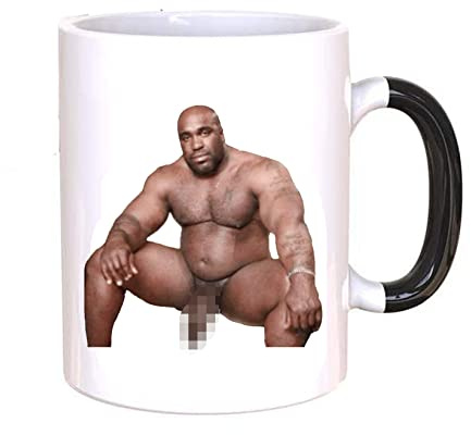 Man Sitting On Bed Meme Mug - Uncensored - Full Image Manhood Pour in Hot Liquid to See Image - Perfect Novelty Gag Gift