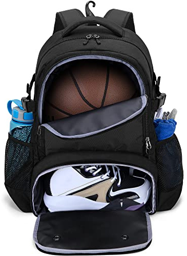 DSLEAF Basketball Bag, Soccer Backpack with Ball Compartment & Shoe Compartment for Basketball, Soccer, Volleyball Sports
