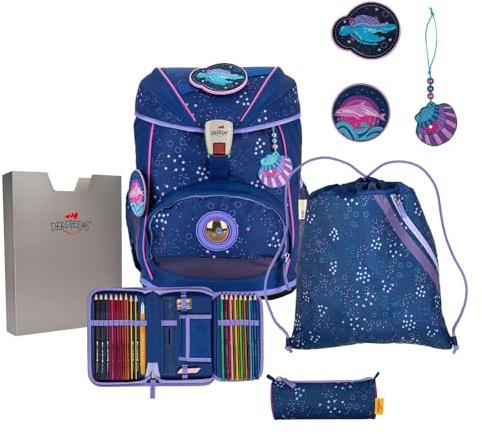 DER DIE DAS leichter Schulrucksack, ErgoFlex Deep Ocean Set 5-teilig, ca. 22 l Volumen, ca. 800 g Gewicht