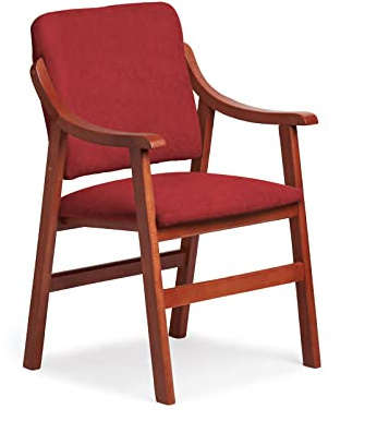 Abuelo a Gusto- Silla Comedor con Brazos de Madera de Haya, con Respaldo Recto. Ideal para Dormitorio, Comedor o Salida.. Tamaño: 87x55x55 cm. (Cerezo, Granate)