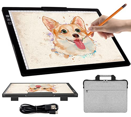 Wiederaufladbare A4 Lichtbox mit Tragetasche, Innovativer Ständer/Top Clip, iVAOOZE Wireless Light Pad für Cricut Vinyl, Unkrautwerkzeuge, Zeichnen Basteln Lichtbrett zum Nachzeichnen, Skizzieren