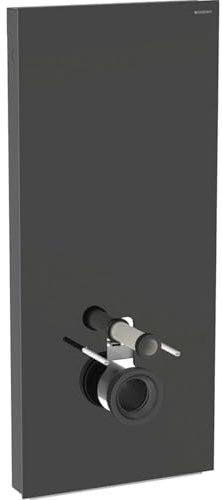 Geberit Monolith PLUS Sanitärmodul für Wand-WC, 114cm, Wasseranschluss hinten mittig, mit Anschlussstutzen, Farbe: Glas schwarz/Aluminium schwarzchrom