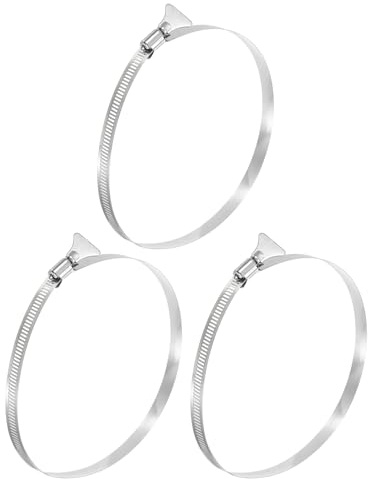 sourcing map 3Pcs Stainless Steel Hose Clamps Worm Gear Hose Clamp, 155-178mm (6-1/8to 7) Adjustable Thumb Screw Key Type Clamps Fuel Line Clamps 12mm Bandwidth for Plumbing, Automotive