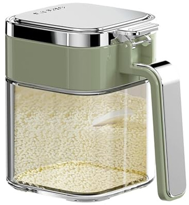 Scatola per condimenti in vetro, contenitori per condimenti in vetro trasparente - Zuccheriera contenitore per sale da 380 ml | Scatola ermetica per sale e zucchero in vetro con coperchio per casa,
