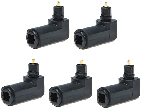CAXUSD Adattatore Fibra Ottica 5 Pezzi Maschio Femmina Rotazione a 360 Gradi in Plastico Nero per Collegamenti Audio in Spazi Ristretti