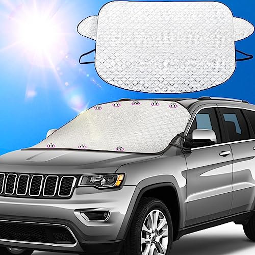Car Windshield Sun Shade, Front Window Sunshades, Car Windscreen Sunshade, Heavy Duty Ultra Thick Blocks UV Rays Sun Visor Protector, Windshield Cover To Keep Your Vehicle Cool And Damage Free