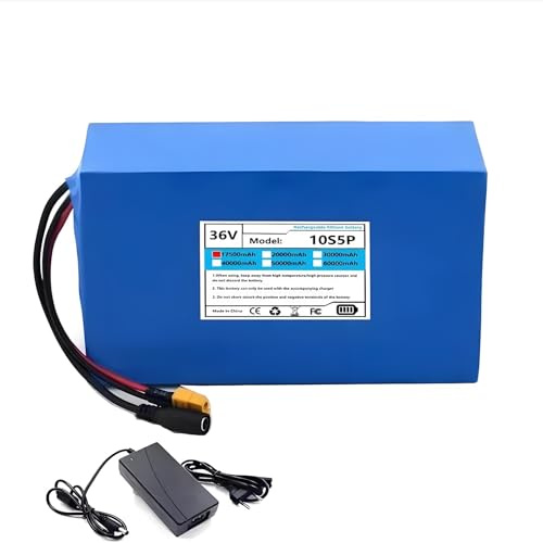 Pack Batería Li-Ion 36V 15Ah 10S5P 18650 540W Con BMS Integrado Enchufe XT30 25A Continuo 50A Pico Carga Rápida 3h CC-CV 42V Corte Para Patinete Eléctrico Ebike Movilidad 195x107x70mm