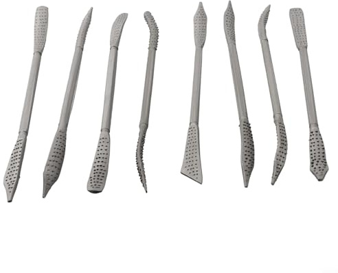 Eawfgtuw Lot de 8 râpes à bois à double extrémité pour sculpture sur bois, limes à riffler grossières avec têtes incurvées, outils à main en acier au carbone de 190 mm pour projets de travail du bois