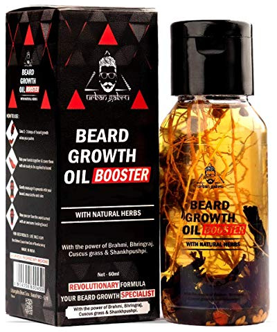 UrbanGabru Beard Booster Growth Oil for Men | Enriched with Natural Herbs & Jadibuti (60 ml) | Paraben Free | Fills Patchy Beard | For Thicker & Longer Beard | Rich in Vitamins & Omega 3, 6, 9