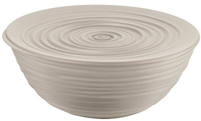 Guzzini - Tierra, Recipiente de Plástico Reciclado M con Tapa, Bol - Gris Paloma, Ø 18xh7,8 cm - 1090cc - 175003158
