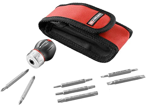 Facom Zusammensetzung Schraubendreher Kugel Protwist Ratsche mit 7 Klingen im Etui – Ergonomischer Griff 2 Materialien – Ratsche 45 Zähne von hoher Qualität – 8 Stück – ATCL.S14PB