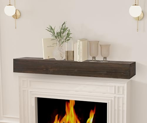 Rustikaler Kaminsims aus Holz, 152,4 cm, Wandmontiertes und schwebendes Regal für Heimdekoration