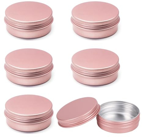 12Pcs 60ml/2oz Aluminum Tin Jar with Screw Lid Empty Refillable Aluminum Round Tin Containers for Cosmetic Lip Balm Cream Rose Gold