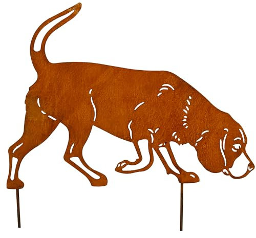 Bornhöft Labrador Beagle Edelrost Hund Gartenstecker Handmade Germany Gartendeko aus Rost-Metall deko rostoptik Rostfiguren Tiere rostfiguren Garten Rostdeko Edelrost