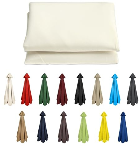 GZDXBF Ersatz-Bezug Für Sonnenschirm 200/270/300cm, Gartenschirm Stoff Ersetzen Anti-Ultraviolett Sonnenschirmbezug, 8 Streben/6 Streben(Color:White,Size:8ribs-3m(9.8ft))