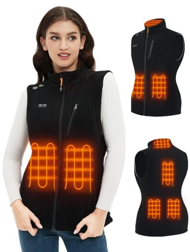 Telguua Gilet Riscaldato in Pile per Donna con Batteria 10000mAh 5 V, Heated Fleece Vests in Pile Leggero con 3 livelli di Temperatura/6 zone di Riscaldamento, per Attività all'aperto e Campeggio