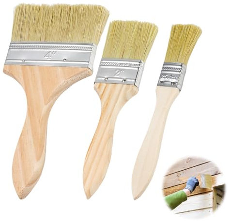 3pcs Pinceaux de Peinture, Largeurs 25mm, 50mm, 100mm Pinceauxs à Poils pour Laques, Huiles, Peintures Acryliques et à Lasure, Pinceaux Large et Spalter