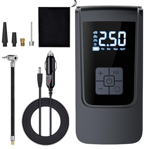Gomice Car Tire Air Pump Portable,Electric Portable Smart Detection Air Pump - Air Compressor with LED Light, Multifunctional Long Battery Life Tire Pump for Tires, Balls