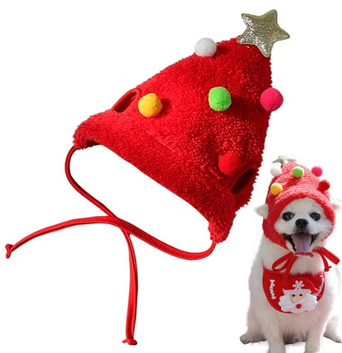 Rentier-Weihnachtsbaum-Kopfbedeckung für Haustiere, Haustier-Weihnachtsparty-Hüte, Hundemützen, Haustier-Weihnachtsmütze, süße Cosplay-Kostüm-Kopfbedeckung, verstellbare Katze, Weihnachtsmütze
