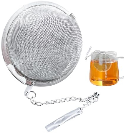 Teeei für Losen Tee, Tee Ei 304 Edelstahl Tee Sieb Teesieb mit Kette Fein Maschiges Gewürzsieb Teefilter GewüRzei Teeei in Verschiedenen GrößEn Gewurzkugel (ø 5/7/9 cm)