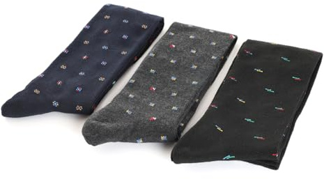 MERITEX Calze Uomo Corte Fantasia in Caldo Cotone – 3 Paia in Scatolina Idea Regalo, Morbide e Confortevoli – Taglia Unica