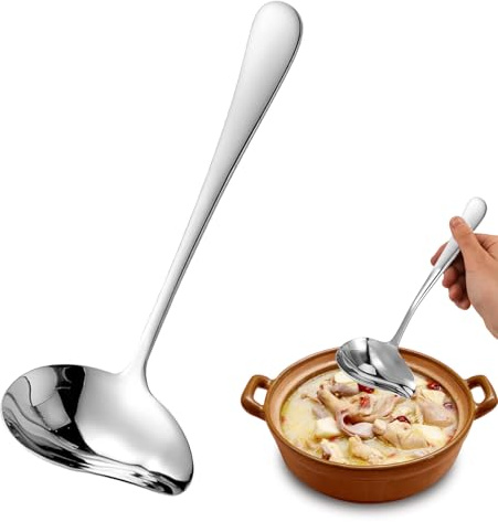 Cucchiaio da salsa, mestolo da zuppa con beccuccio, 17,5 cm, cucchiaio da salsa, piccolo mestolo da zuppa in acciaio inox, utensile da cucina per salse, zuppe e condimenti, lavabile in lavastoviglie