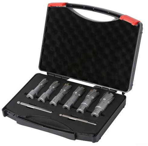 Frese anulari in carburo TCT, 6 pezzi, per applicazioni con trapano magnetico, tra cui 16 mm, 18 mm, 20 mm, 22 mm, 24 mm, 26 mm