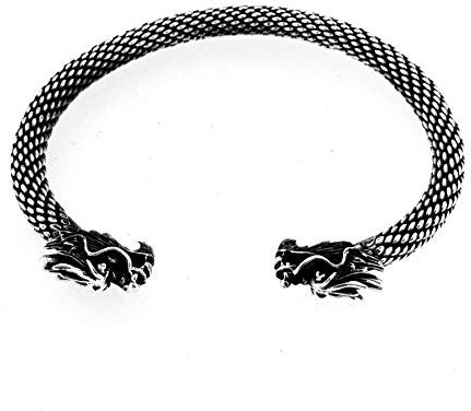 TreasureBay Herren-Armreif mit Drachen-Design, Sterlingsilber, offen, für Herren