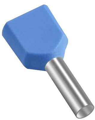 Heschen Doppia crimpatura, TE2510, AWG 14 * 2/2,5 mm²*2, puntali terminali doppi, terminali terminali doppi, lunghezza 10 mm, blu, confezione da 1000