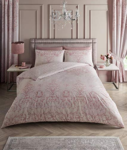 Premium Bettwäsche-Set mit Blumenmuster, Polyester-Baumwoll-Bettbezüge, Jacquard-Damast-Bettwäsche-Set, King-Size-Bettwäsche, Rosa