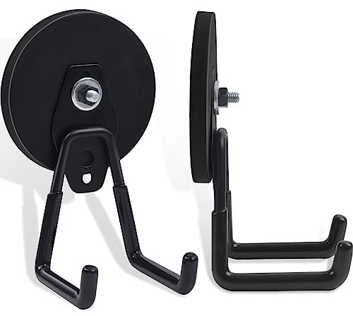MAGXCENE Magnetische Haken,88mm Starke Magnete mit Haken, Magnetische Haken für Küche, Garage，Kühlschrank, Vorhänge, Klassenzimmer, Grill, Werkzeuge (Schwarz, 2 Pcs)