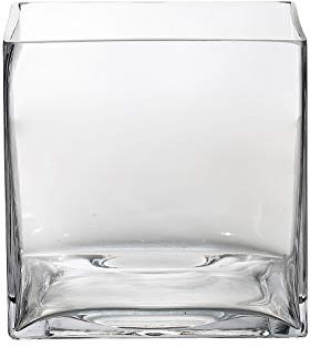 6 pcs 6-Inch Tall Clear Glass Cube Vases for Wedding Centerpieces | 6 Inches Planter Flowers Container for Party Event Home Decorations Cheap Bulk Supplies for Reception & Table Display