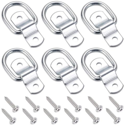 HOUSON Pack of 6 D Construction Ring Lashing Eyelet, D Ring Hook Assembly Lashing Eyelets for Load Securing in Trailers, Cars, Trucks, Kayaks, Power Tools