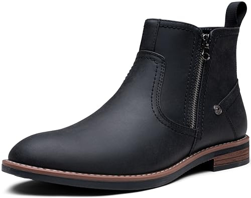 Jousen Mens Chukka Boots Side Zipper Causal Pull On Dress Boots For Men (AMY8401A black 10)