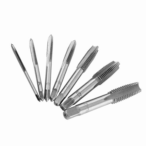 Lot de 7 tarauds en acier fileté M3, M4, M5, M6, M8, M10, M12, tarauds et matrices