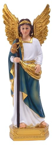 Penlimly Statua di San Raffaele, 23cm Statuetta Raffaele in Resina, Statua Raffaele da Tavolo, Statuette da Collezione, Scultura Angelo di Natale Decorazione della Casa