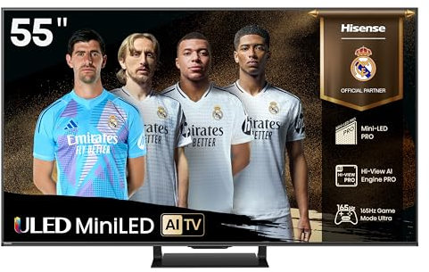 Hisense 55U7Q Pro - Mini LED Pro Smart TV 55 Pulgadas, Procesador Hi-View IA Pro, Modo Juego Ultra de 165Hz, Full Array Local Dimming, Sonido 2.1.2, Dolby Vision IQ, Dolby Atmos, Antireflejos