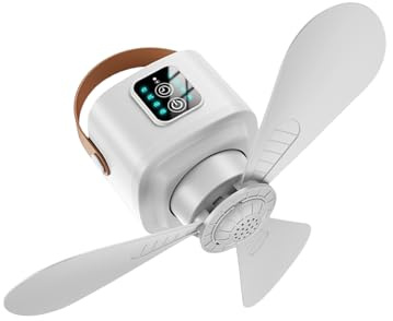 Illkjasfc Ventilador para Acampar Aire Libre Techo con Control Remoto Luz Nocturna Colgar De 4 Velocidades Fuerte Acampar Ventilador USB con Luz LED Y Control Remoto