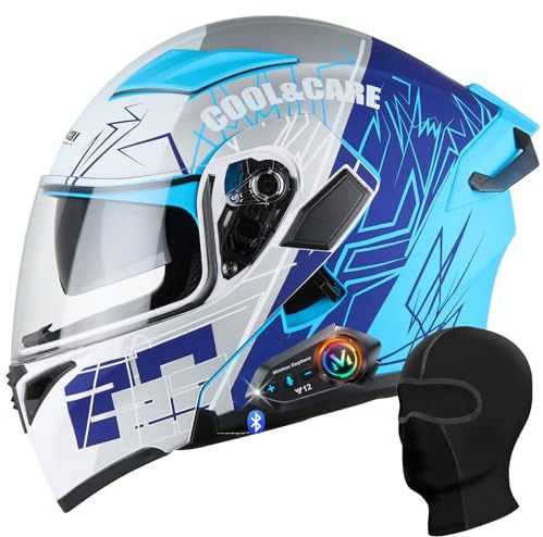 Motorradhelm ECE Zertifiziert, Klapphelm mit Doppelvisier, 190° Sichtfeld Atmungsaktiver Mopedhelm, Integralhelm Herren, für Erwachsene Männer Frauen, Stadt Pendeln Komfort