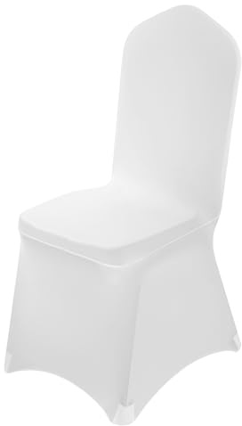 SEEVI 100pcs White Chair Covers Wedding Spandex Covers Stretch Fabric Removable Washable Protective Slipcovers for Dining Chairs Seat Covers for Weddings Banquets Ceremony
