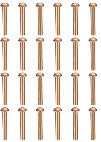 QUARKZMAN 100 Pcs Remaches Sólidos De Cobre, 0.08x0.47 Remaches De Metal De Cabeza Semirredonda Para Aplicaciones Eléctricas, Suministros Para Manualidades De Cuero DIY (M2x12)