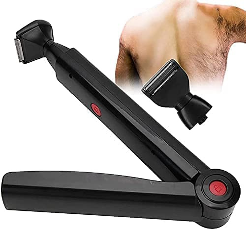 Rasoir Électrique pour le Dos Hommes, USB Épilation du Dos de Corps Indolore Pliable avec 2 Têtes de Rasage et Poignée Antidérapante Convient Pour Homme Corps ni Impasses L'épilation
