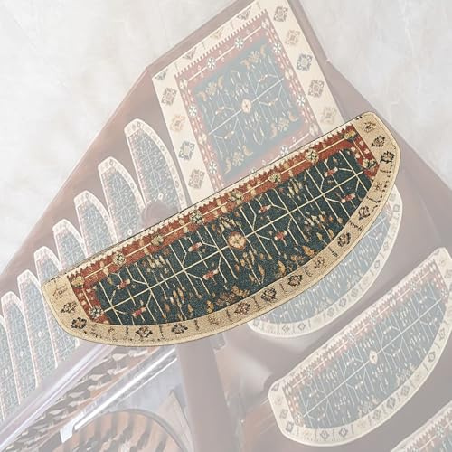 Genérico Alfombra Escalera Peldaños De Escalera Estampados Antideslizantes 22 24 Cm De Ancho, Corredores De Escalera De Madera Lavables Autoadhesivos(Blue 4 PCS,W 22 CM L 55 CM)