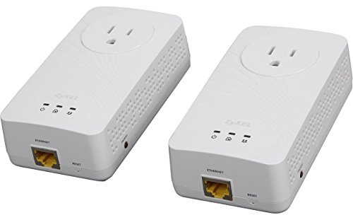 ZyXEL 600 Mbps Mini Powerline AV2 Gigabit Adapter with AC Pass Through, Starter Kit - 2 Units (PLA5215KIT)