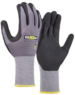 12 Stück teXXor teXXor® Nylon-Strickhandschuhe black touch® 2450, Packung, grau-schwarz, 10/XL, Strickhandschuhe, Arbeitshandschuhe, Nylonhandschuhe