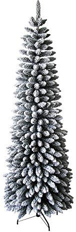 XONE Albero di Natale Slim Dimitri innevato 180cm | Albero Artificiale in PVC con Neve Snello per spazi Piccoli | Abete di Natale Realistico salvaspazio