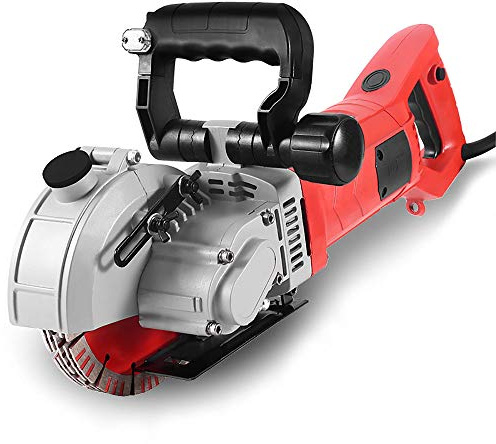 Wall Grooving Machine, Channels Cutter, Concrete Cutting Machine for Cutting Slotting Marble Concrete Grooves 110V(Red)