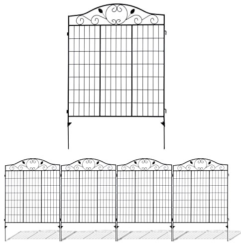 Woodside Brooke Metal Garden Decorative Border Fencing, Outdoor Lawn Edging, Animal/Dog/Pet Barrier, Pack of 4