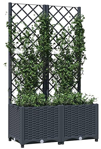 Gecheer Pflanzkübel Pflanzgefäß Pflanzenbeet Gemüsebeet Gartenspalier Garten-Hochbeet mit Spalier Blumenkübel Pflanzkasten Blumenkästen Rankgitter Rankhilfe Rankkasten 80 cm L x 40 cm B x 136 cm H