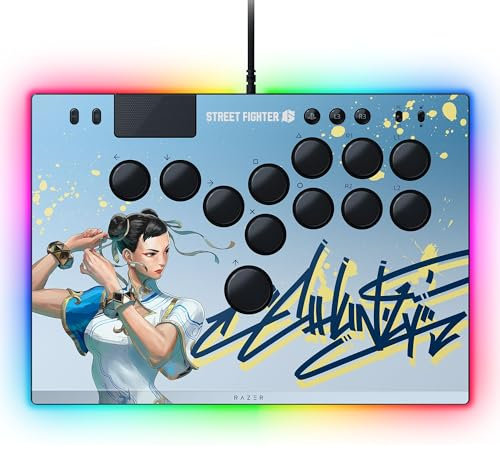 Razer Kitsune - Optischer All-Button-Arcade-Controller für PS5 und PC (Layout mit 4 präzisen Bewegungstasten, Flache lineare optische Switches von Razer, Dünnes, portables Gehäuse) Chun-Li Ed.